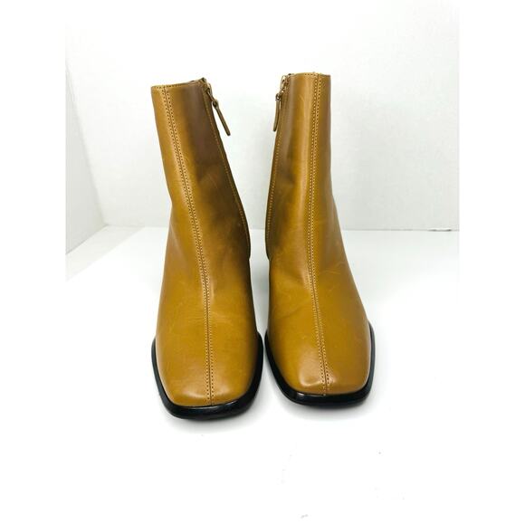 Tory Burch Tan Almond Leather Block Heel Ankle Boots Size 10 M Designer Booties - Picture 6 of 13